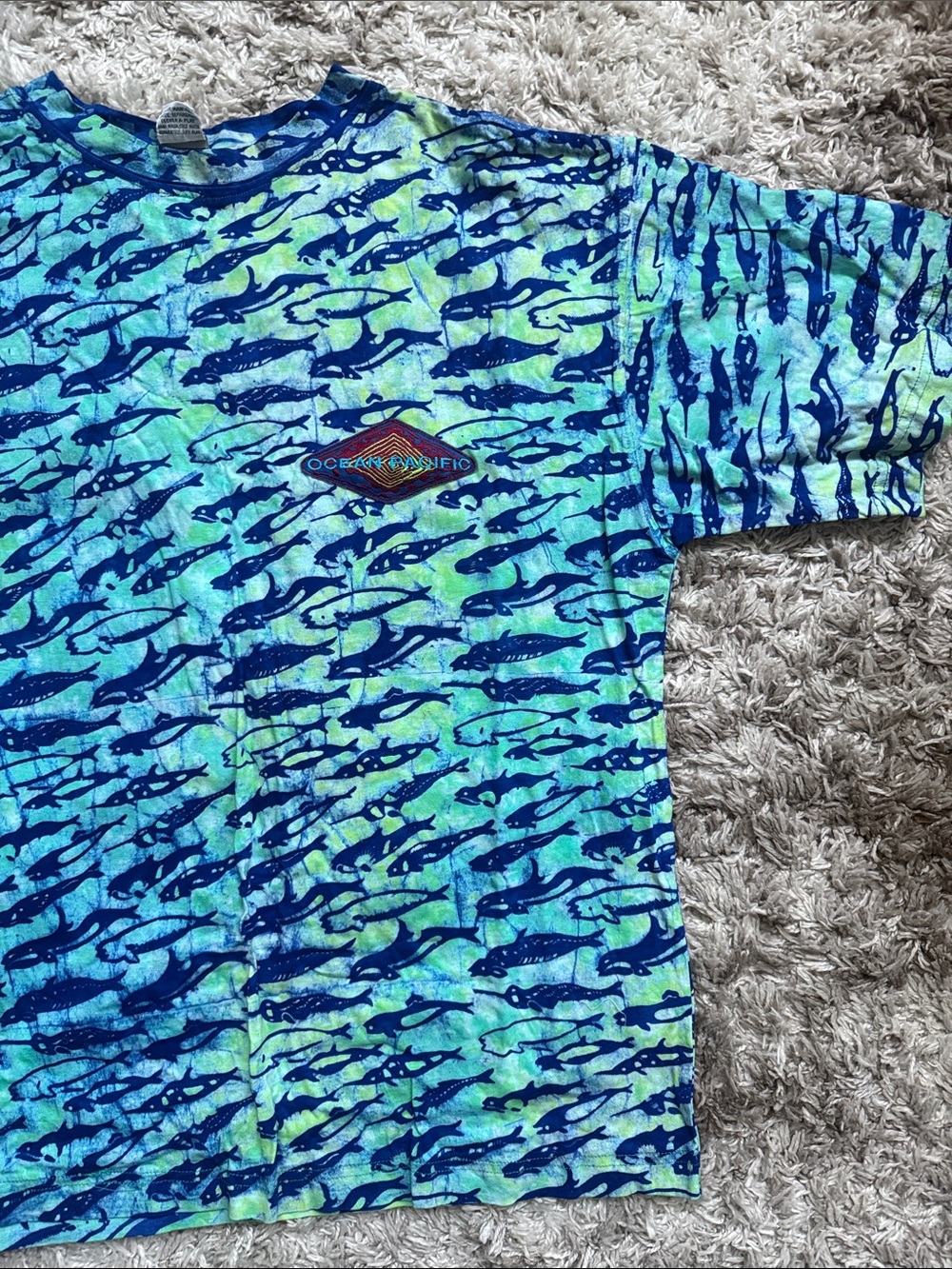 Vintage 80s Ocean Pacific Sharks Tee Sz L